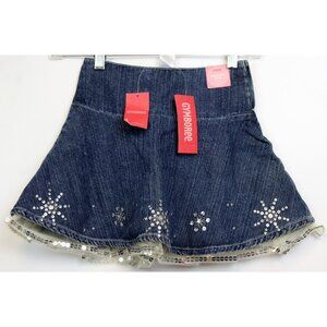 NWT 2005 Gymboree Princess Snow Drop Denim Skirt Sequin Snowflakes Flare sz 4 Li